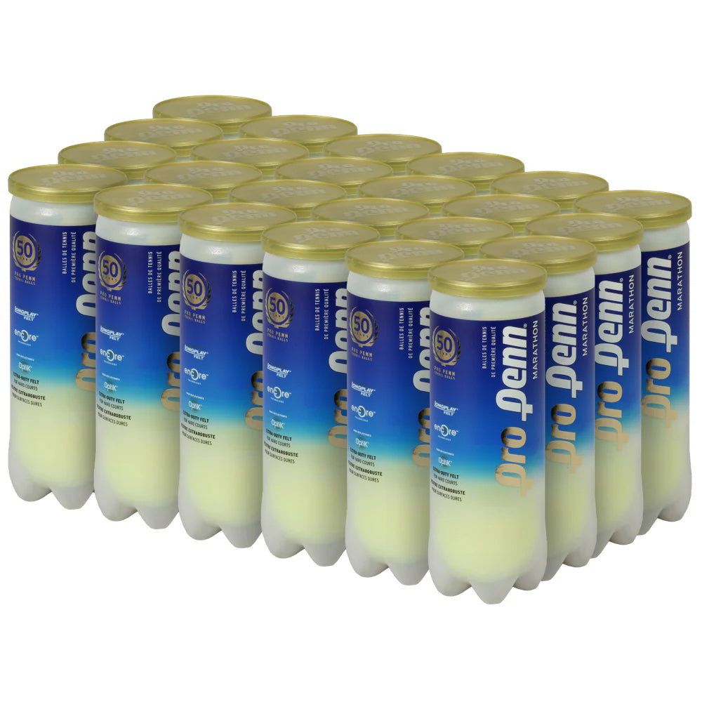 Multiple packages of Pro Penn tennis balls on a white background