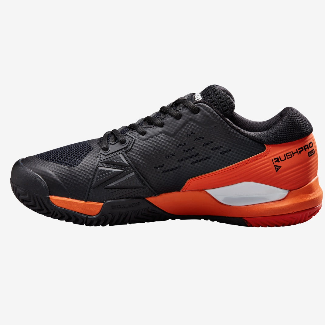 Wilson Rush Pro Ace Black/Vermillion Orange/White Men's Shoe