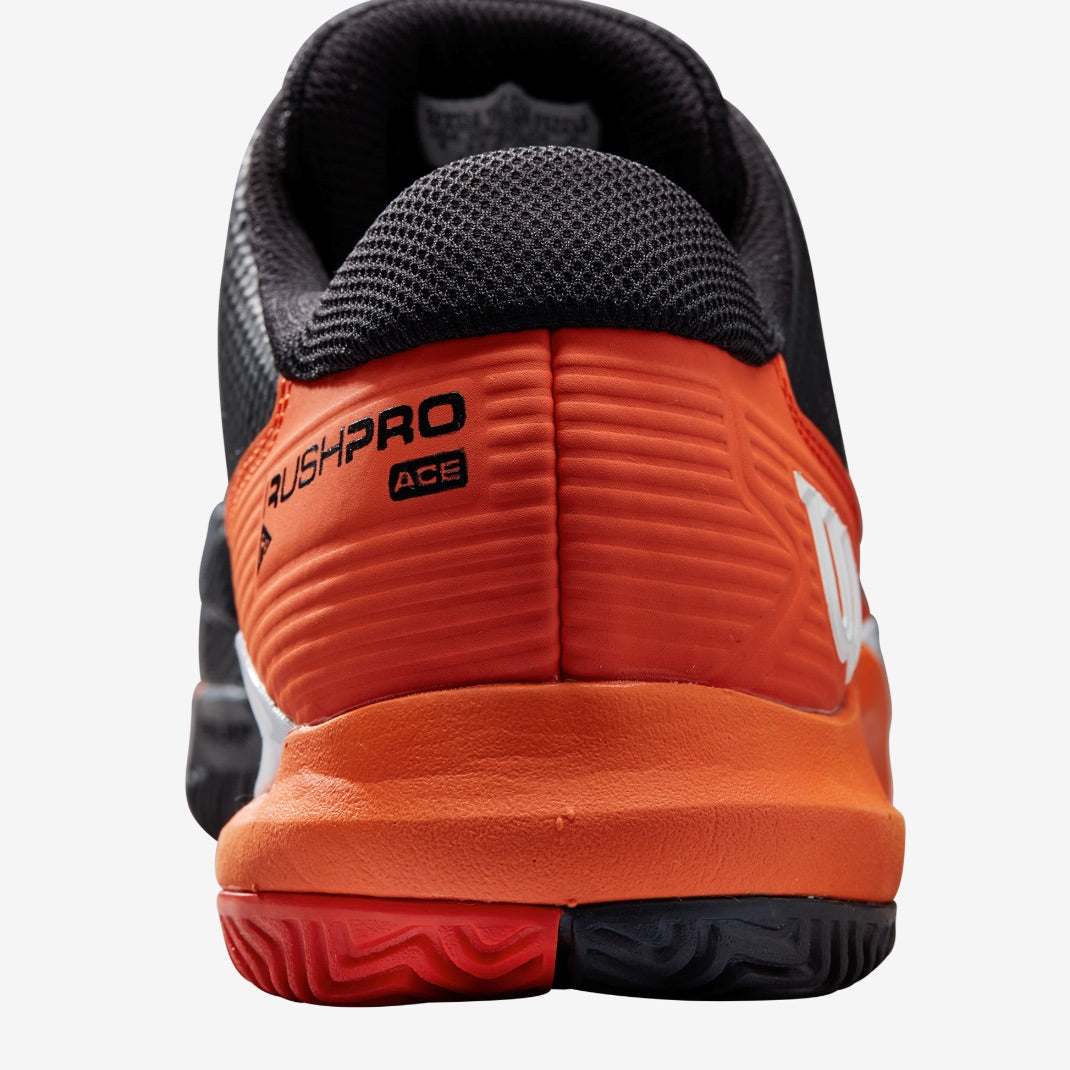 Wilson Rush Pro Ace Black/Vermillion Orange/White Men's Shoe