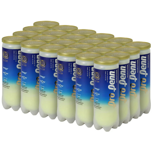 Multiple packages of Pro Penn tennis balls on a white background